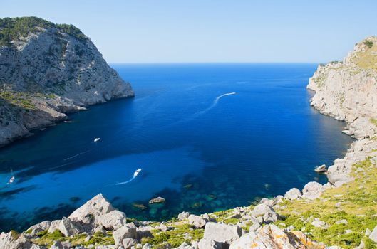 Beautiful Beach Bay Called Cala Figuera on Cape Formentor in Mallorca, Spain ( Balearic Islands )