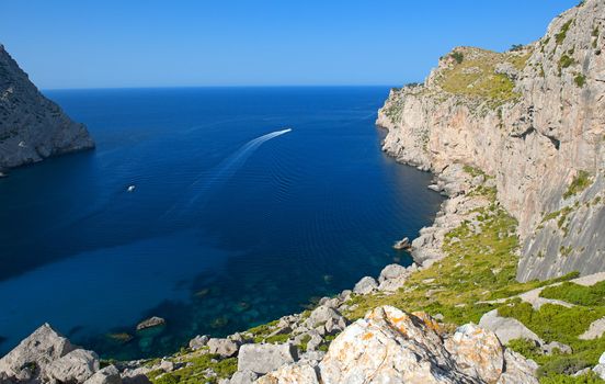 Beautiful Beach Bay Called Cala Figuera on Cape Formentor in Mallorca, Spain ( Balearic Islands )