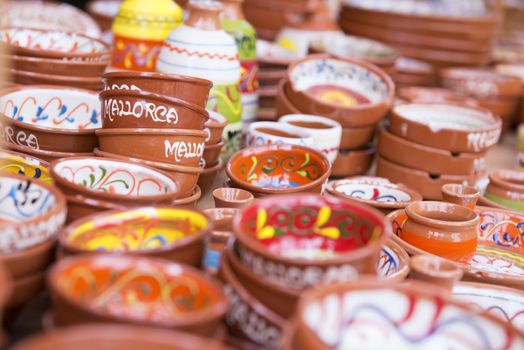 Colorful Ceramic Bowls at the market in Paguera, Mallorca