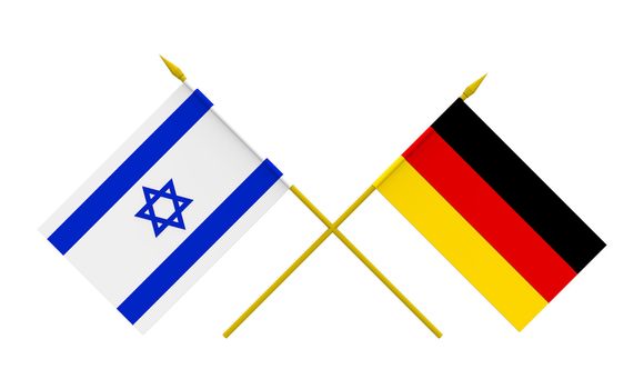 Flags of Germany and Israel, 3d render, isolated on white