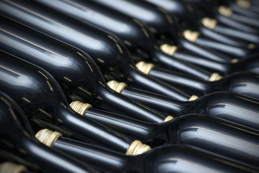 Many of Wine Bottles In A Row