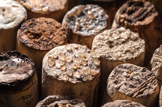 Wine Acid Falls Out in Old Bottles and Turns Into Crystals on the Corks and in the Wine