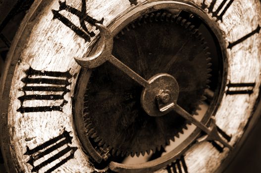 Old Antique Clock With Sepia Tone