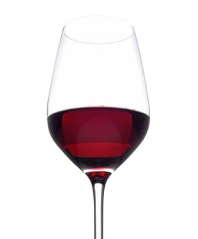 One Glass Quality Red Wine Isolated On White