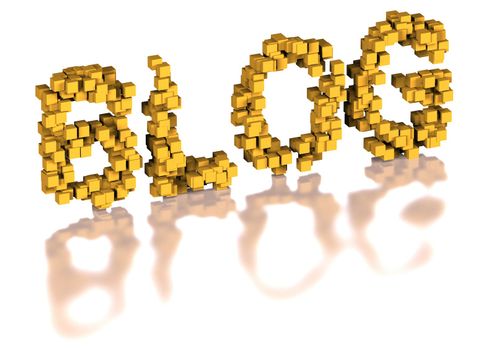 Three-dimensional inscription Blog made of cubes