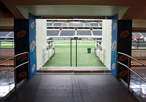 ARLINGTON - JAN 26: A view of the player entrance to the field through the Miller Lite Club in Cowboys Stadium in Arlington, Texas - sight of Super Bowl XLV. Taken January 26, 2011 in Arlington, TX.