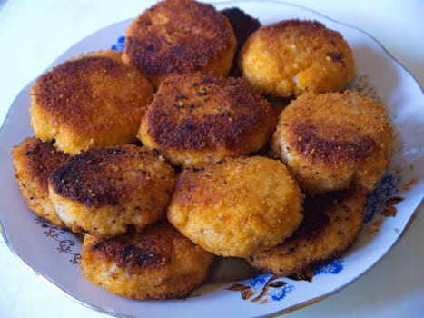 Fried in bread crumbs Meatballs on the plate