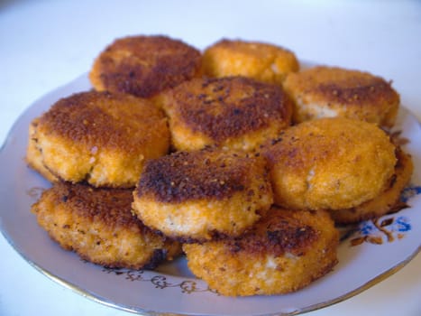 Fried in bread crumbs Meatballs on the plate
