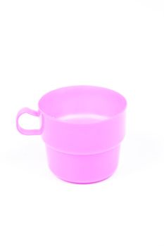 pink plastic glass on white isolated background.object on white isolated backgruond packshot.