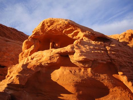 Glow on sandstone rock of Valley of Fire