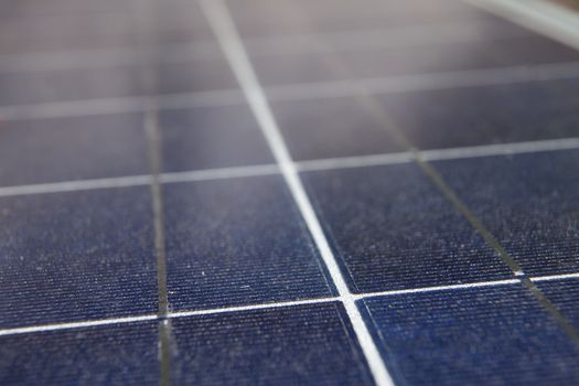Detail of blue solar panel plant
