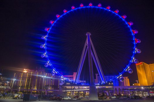 LAS VEGAS - MARCH 10 : The High Roller at the Linq, a dining and shopping district at the center of the Las Vegas Strip on March 10 2014 , The High Roller is the world's largest observation wheel