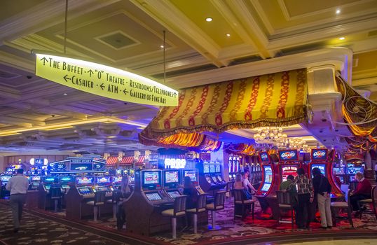 LAS VEGAS - MARCH 10 : The interior of Bellagio hotel and casino on March 10 2014 in Las Vegas. Bellagio is a luxury hotel and casino located on the Las Vegas Strip. The Bellagio opened on 1998.