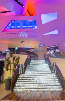 LAS VEGAS - MARCH 10 : The Crystals mall in Las Vegas strip on March 10 , 2014. Crystal offers 500,000 sq ft of retail space, including gourmet restaurants, shops and galleries.