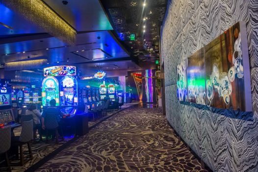 LAS VEGAS - MARCH 10 : The interior of Aria Resort and Casino in Las Vegas on March 10 2014. The Aria was opened on 2009 and is the world's largest hotel to receive LEED Gold certification