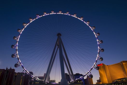 LAS VEGAS - MARCH 15 : The High Roller at the Linq, a dining and shopping district at the center of the Las Vegas Strip on March 15 2014 , The High Roller is the world's largest observation wheel