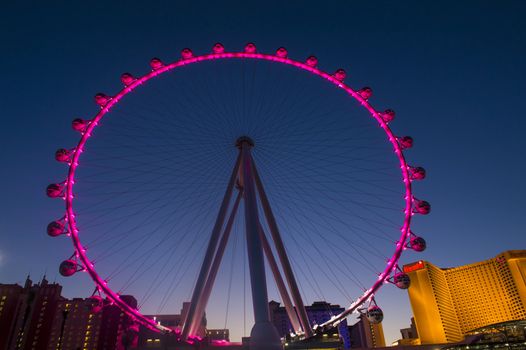 LAS VEGAS - MARCH 15 : The High Roller at the Linq, a dining and shopping district at the center of the Las Vegas Strip on March 15 2014 , The High Roller is the world's largest observation wheel