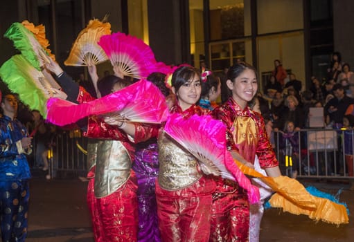 SAN FRANCISCO - FEB 15 : An unidentified participants at the Chinese New Year Parade in San Francisco , California on February 15 2014 , It is the largest Asian event in North America 