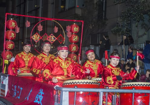 SAN FRANCISCO - FEB 15 : An unidentified participants at the Chinese New Year Parade in San Francisco , California on February 15 2014 , It is the largest Asian event in North America 