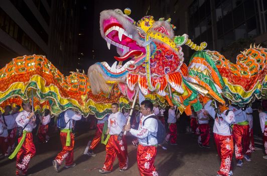 SAN FRANCISCO - FEB 15 : An unidentified participants in a Dragon dance at the Chinese New Year Parade in San Francisco , California on February 15 2014 , It is the largest Asian event in North America 