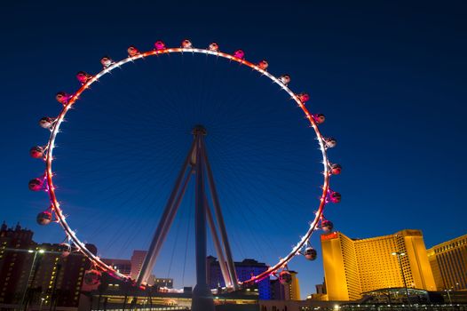 LAS VEGAS - MARCH 15 : The High Roller at the Linq, a dining and shopping district at the center of the Las Vegas Strip on March 15 2014 , The High Roller is the world's largest observation wheel