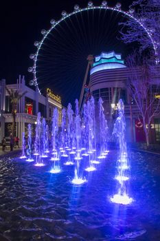 LAS VEGAS - MARCH 15 : The Linq, a dining and shopping district and High Roller at the center of the Las Vegas Strip on March 15 2014 , The High Roller is the world's largest observation wheel