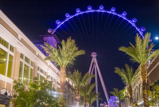 LAS VEGAS - MARCH 15 : The Linq, a dining and shopping district and High Roller at the center of the Las Vegas Strip on March 15 2014 , The High Roller is the world's largest observation wheel