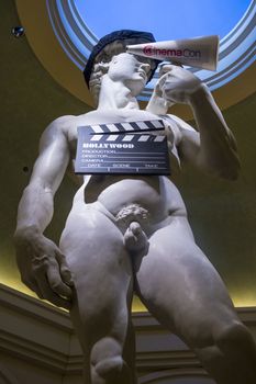 LAS VEGAS - MARCH 25: A dressed-up statue of David at the CinemaCon, the official convention of the National Association of Theatre Owners, at Caesars Palace on March 25, 2014 in Las Vegas , Nevada