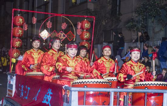 SAN FRANCISCO - FEB 15 : An unidentified participants at the Chinese New Year Parade in San Francisco , California on February 15 2014 , It is the largest Asian event in North America 