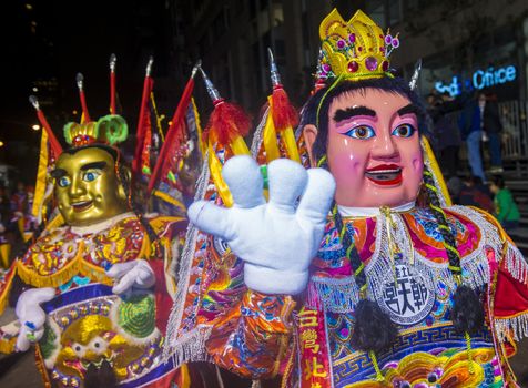 SAN FRANCISCO - FEB 15 : An unidentified participants with traditional man-size costumes at the annual Chinese new year parade on February 15 2014 on San Francisco , California