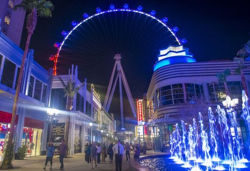 LAS VEGAS - MARCH 10 : The Linq, a dining and shopping district and High Roller at the center of the Las Vegas Strip on March 10 2014 , The High Roller is the world's largest observation wheel