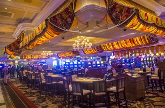 LAS VEGAS - MARCH 10 : The interior of Bellagio hotel and casino on March 10 2014 in Las Vegas. Bellagio is a luxury hotel and casino located on the Las Vegas Strip. The Bellagio opened on 1998.