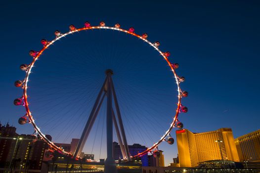 LAS VEGAS - MARCH 15 : The High Roller at the Linq, a dining and shopping district at the center of the Las Vegas Strip on March 15 2014 , The High Roller is the world's largest observation wheel