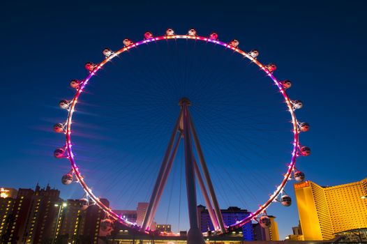 LAS VEGAS - MARCH 15 : The High Roller at the Linq, a dining and shopping district at the center of the Las Vegas Strip on March 15 2014 , The High Roller is the world's largest observation wheel