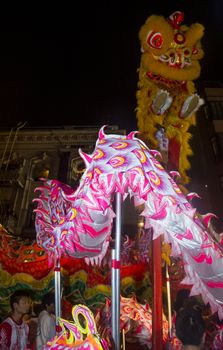 SAN FRANCISCO - FEB 15 : An unidentified participants in a Dragon dance at the Chinese New Year Parade in San Francisco , California on February 15 2014 , It is the largest Asian event in North America 