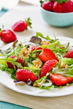 Strawberry with Walnut and Rocket salad by Balsamic dressing