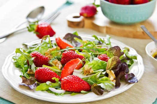 Strawberry with Walnut and Rocket salad by Balsamic dressing