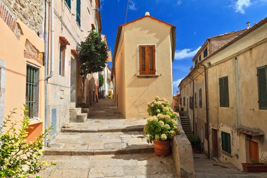 urban view in Marciana, ancient village in Elba island, Italy