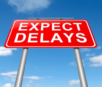 Illustration depicting a sign with a delay concept.