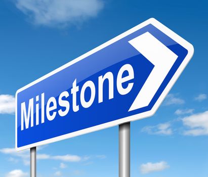 Illustration depicting a sign with a milestone concept.