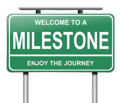Illustration depicting a sign with a milestone concept.