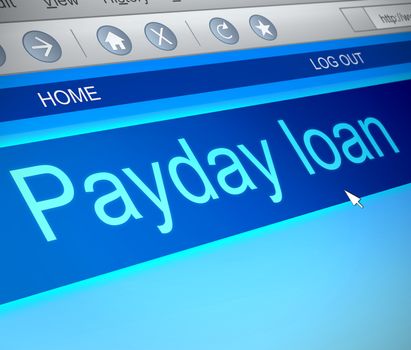 Illustration depicting a computer screen capture with a payday loans concept.