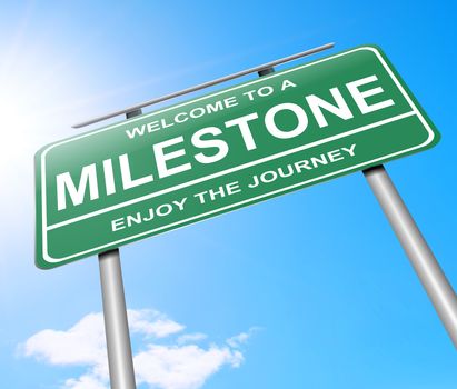 Illustration depicting a sign with a milestone concept.