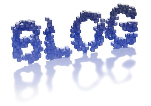Three-dimensional inscription Blog made of blue cubes