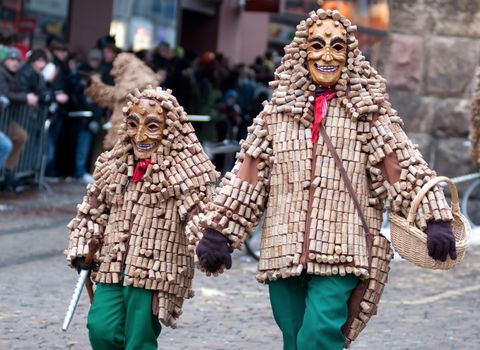 Freiburg, Germany - February 15 : Mask parade at the historical carnival on February 15, 2010 in Freiburg, Germany