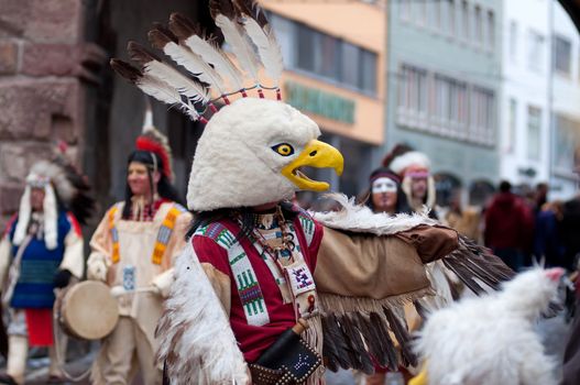 Freiburg, Germany - February 15 : Mask parade at the historical carnival on February 15, 2010 in Freiburg, Germany