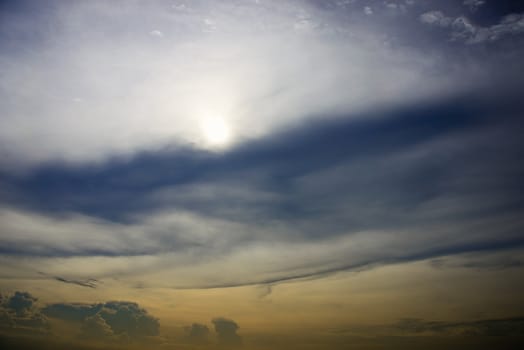 Cloudy sky with sunset time