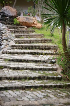 This stair is made from brick.