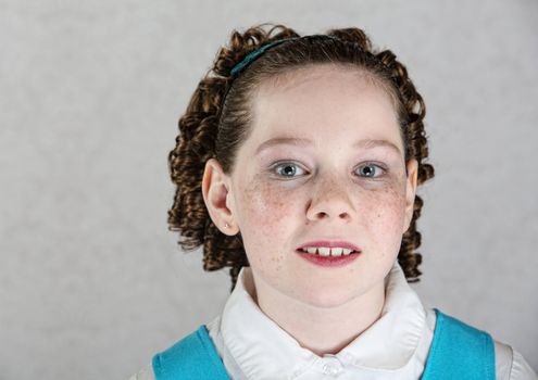 Close up of Irish female child with freckles
