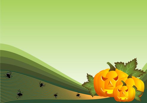 greeting card for Halloween with pumpkins vector illustration